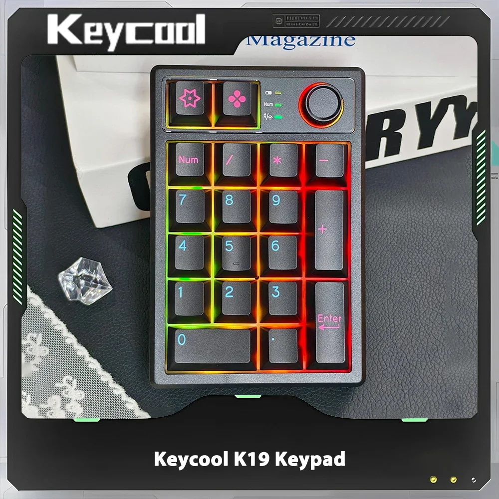 Keycool K19 Keypad 3Mode 2.4G Bluetooth Wireless Keyboards PBT 19Keys Customization Number Pad Pc Gaming Accessories Gifts