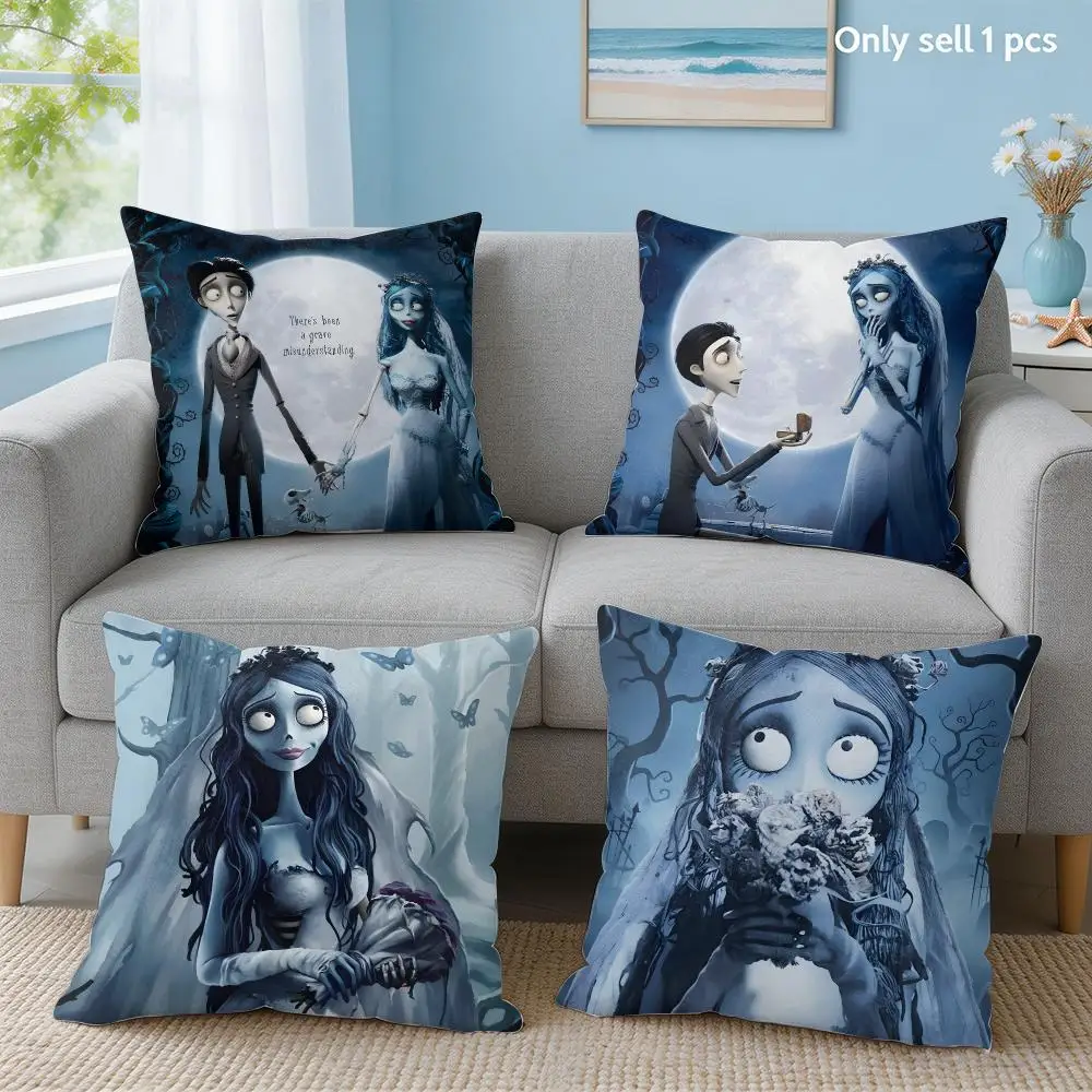 C-Corpse Bride Cartoon Anime Cushion Cover Soft Short Plush Throw Pillow Cover Hidden Zipper Cutecore Sofa Bedroom Home Decor