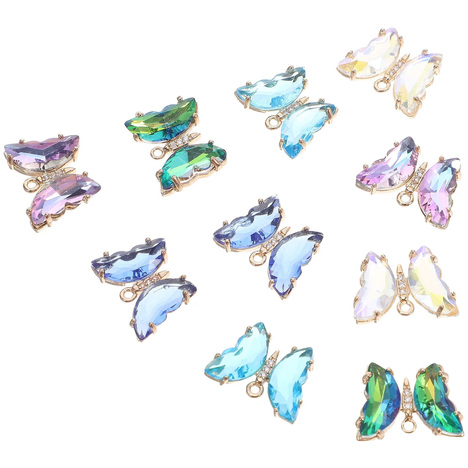

10 шт. подвески-бабочки для изготовления ювелирных изделий, стеклянный кулон, принадлежности для рукоделия, яркие ювелирные изделия-бабочки, подвески, объемные стеклянные бусины