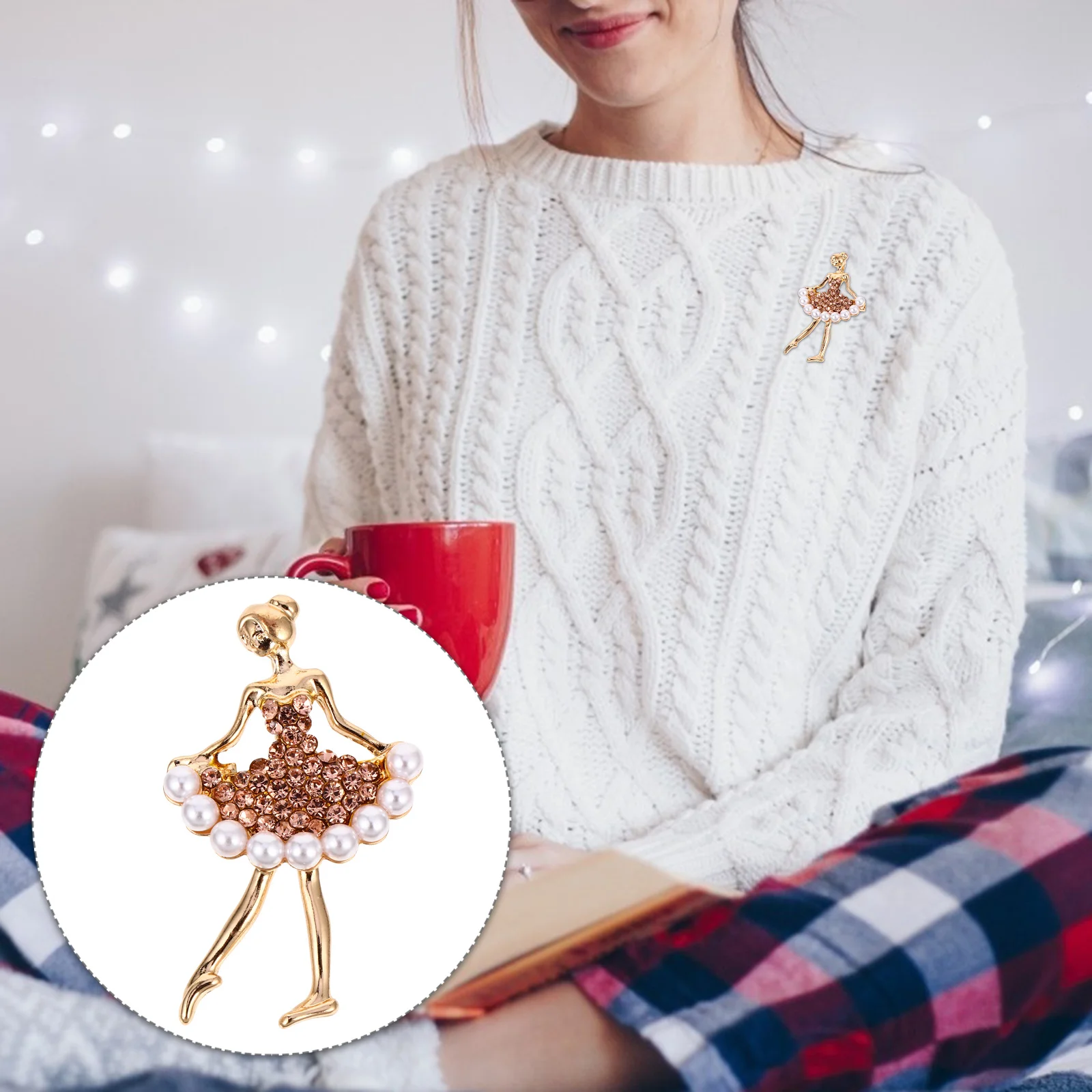 

1Pcs Alloy Rhinestone Inlaid Brooch Ballet Dancer Shape Stylish Pin for Garment Jacket Fashion Decoration Gift Option