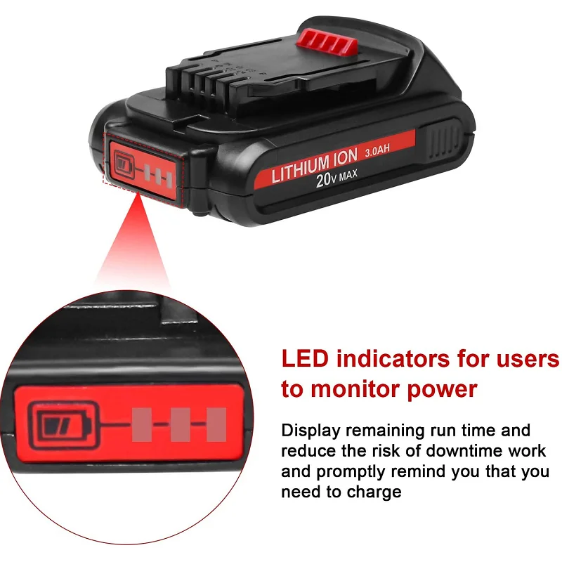 Bateria zastępcza 20 V 3.0Ah DCB203 dla akumulatorów Dewalt 20 V DCB200 DCB201 DCB204 DCB206 DCB207 DCB180 DCD/DCF/DCG serii