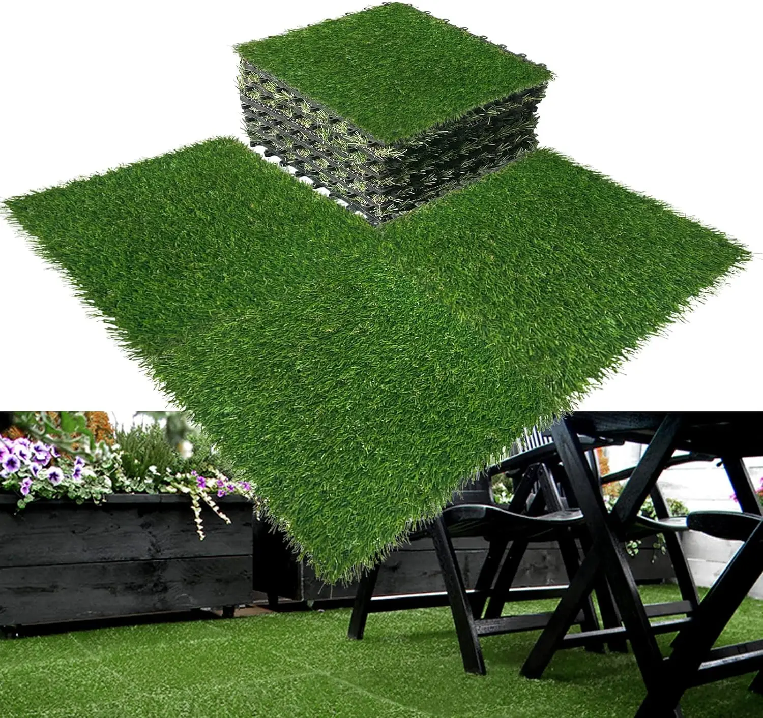 Artificial Turf Patch Tiles 18PCS Self-draining Grass Mat 1