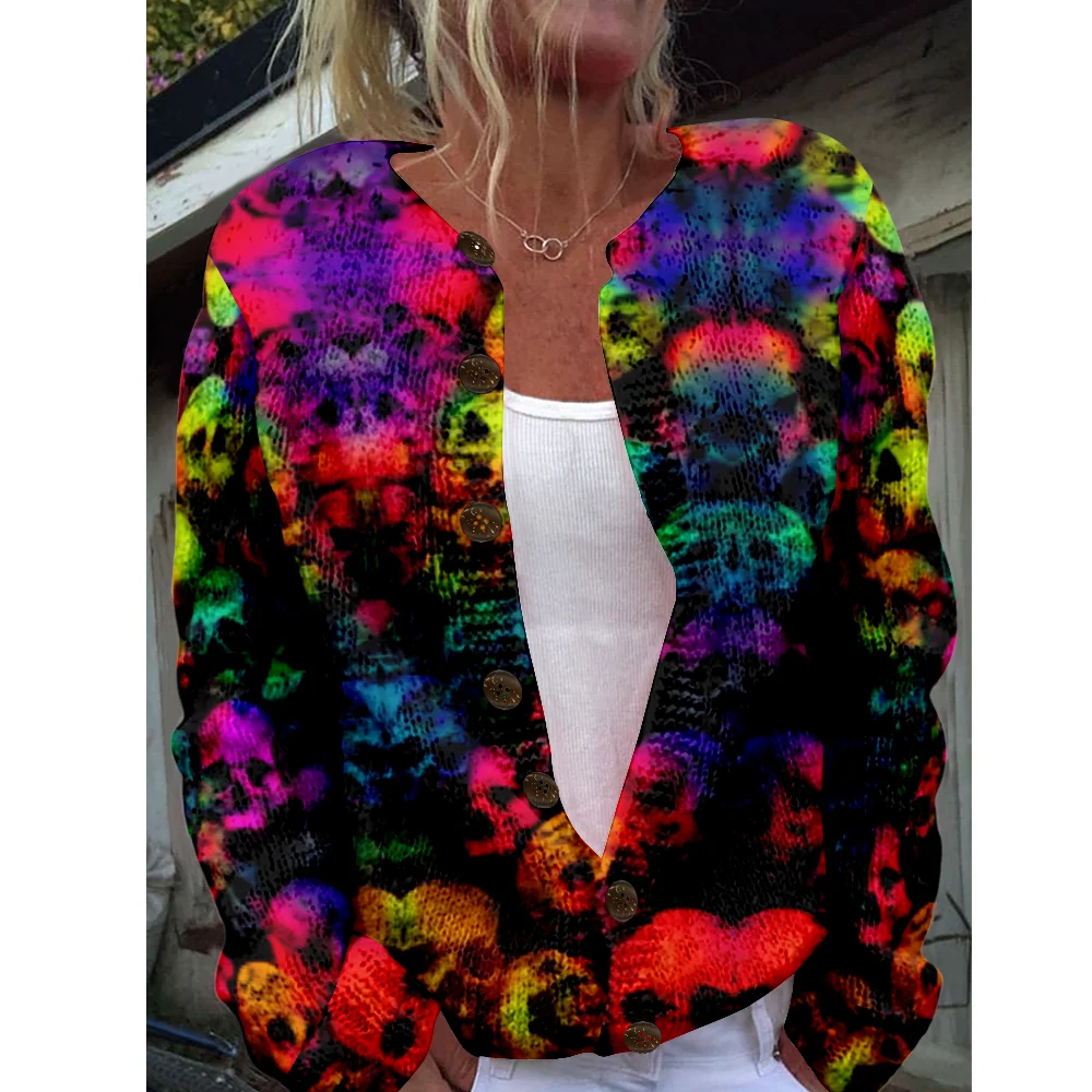 

Autumn Winter Knitted Cardigan Women Sweater halloween Vintage Sweaters Knit Top Fashion Casual Chic Jumpers Streetwear Gift