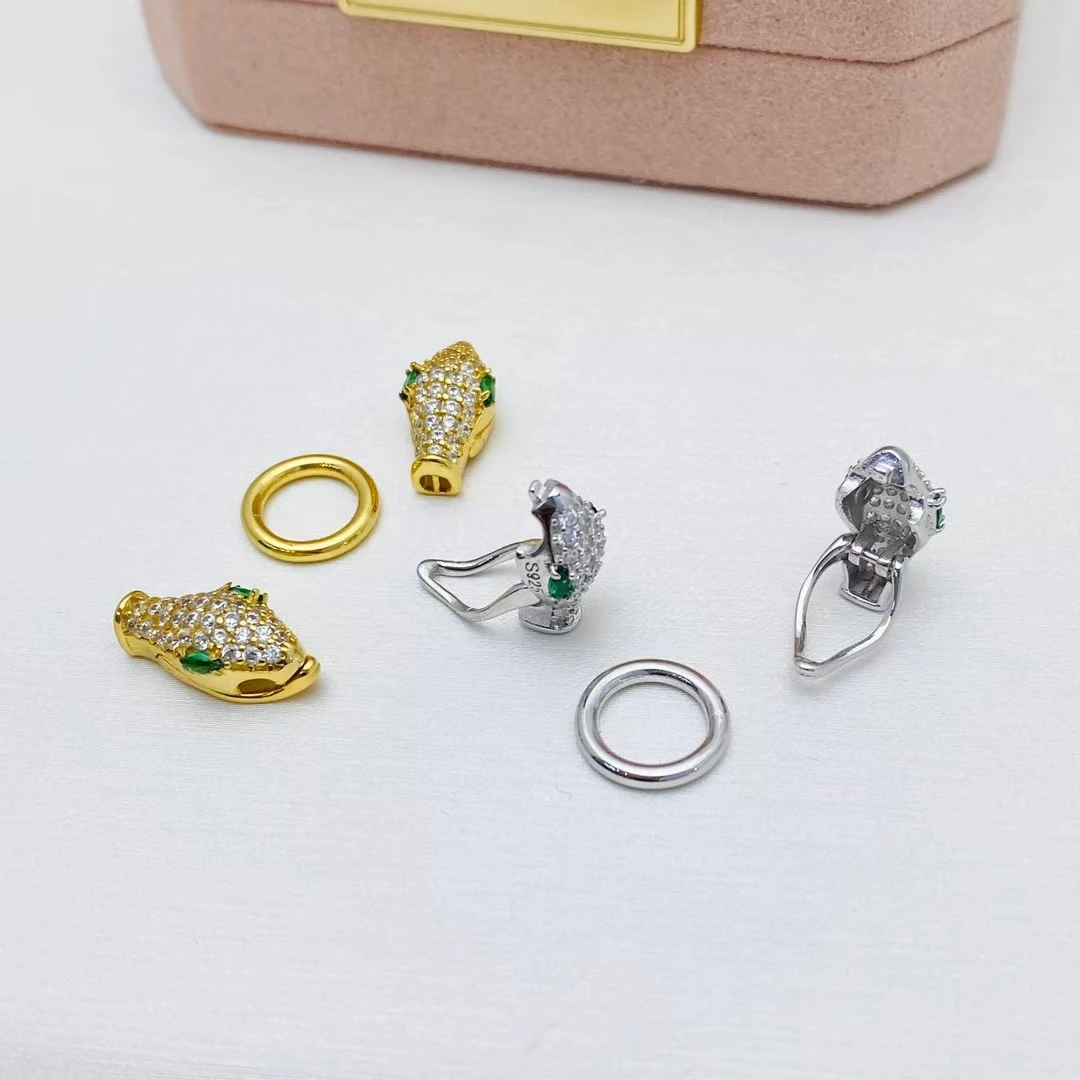 Wholesale Snake Shape DIY 925 Sterling Silver Necklace Bracelet Clasp Hook Accessories for 5-10mm Pearls 5pcs/lot