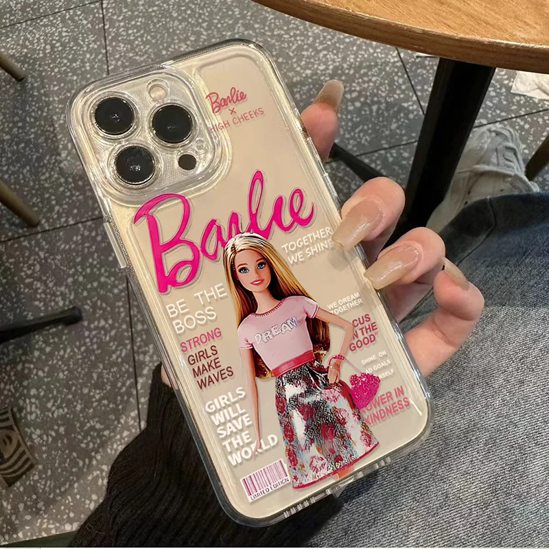 Disney Barbie Cute Phone Case For iPhone 15 14 13 12 11 Pro Max 11 12 13 Pro 15 Plus XR XS Max Anti Fall Soft Cover Lovely