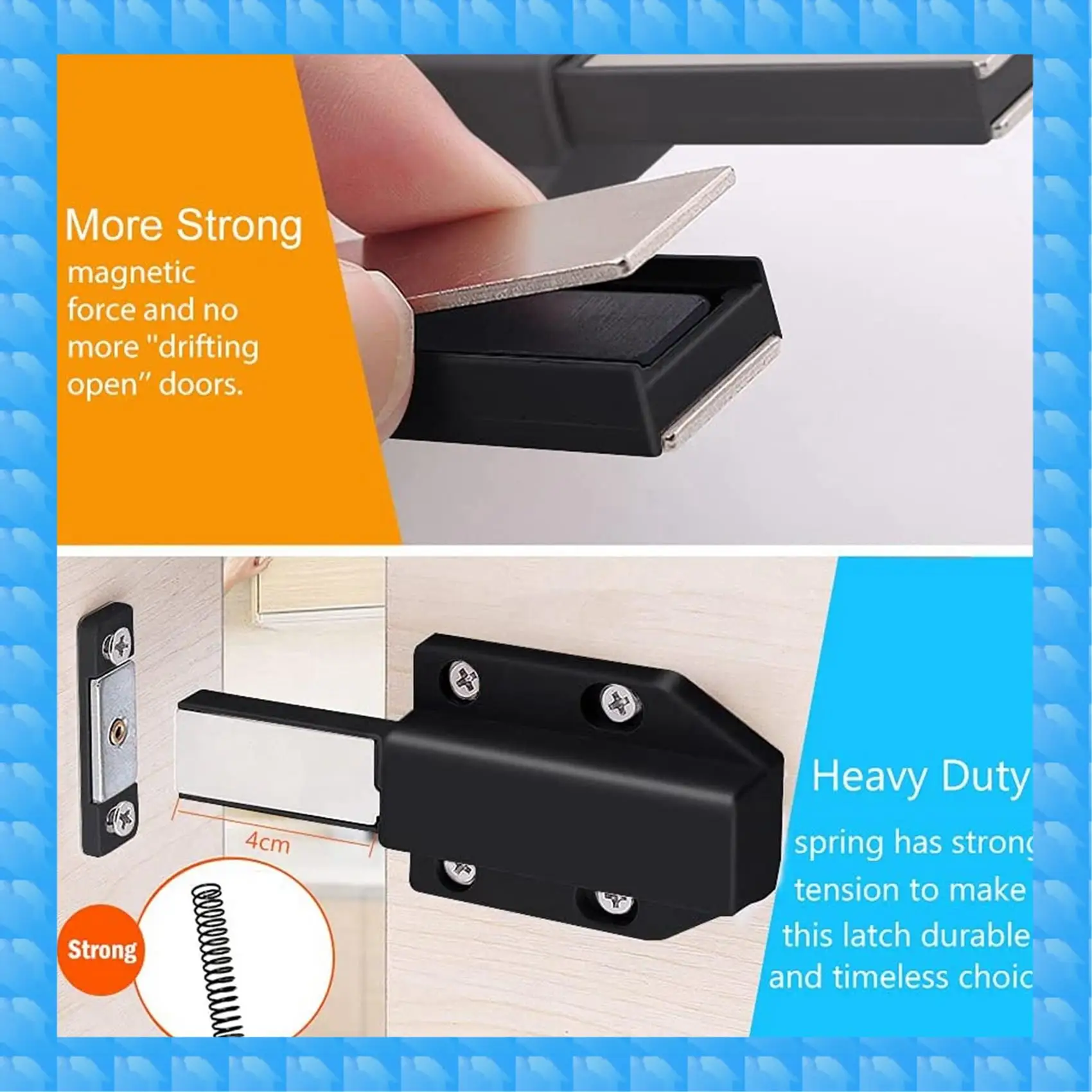 

ETRT Push Latch Heavy Duty, 16 шт., фурнитура для открытия шкафа, магнитные контактные защелки для больших дверей, черные