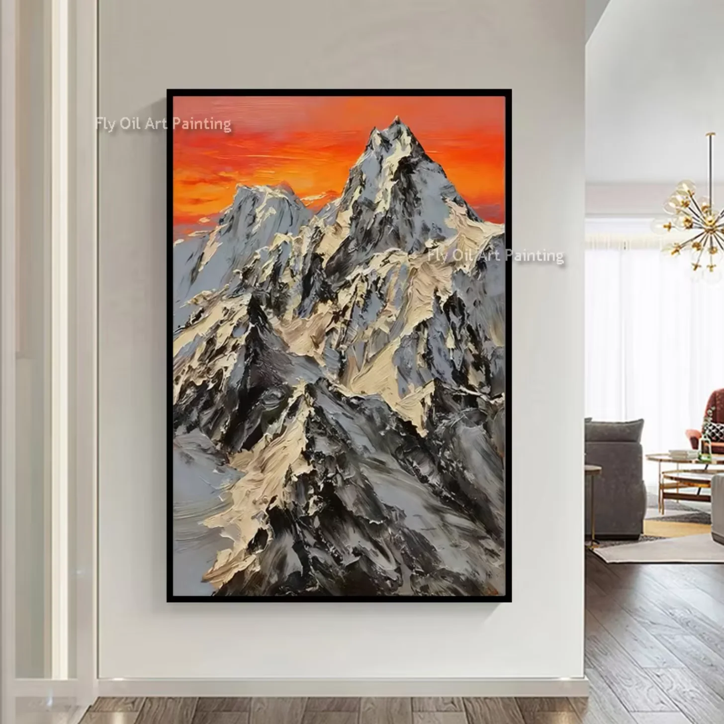 100% Handmade large size mountain The Best Art Handpainted Knife Abstract Oil Painting Art Home Decoration Simple Artwork Decor