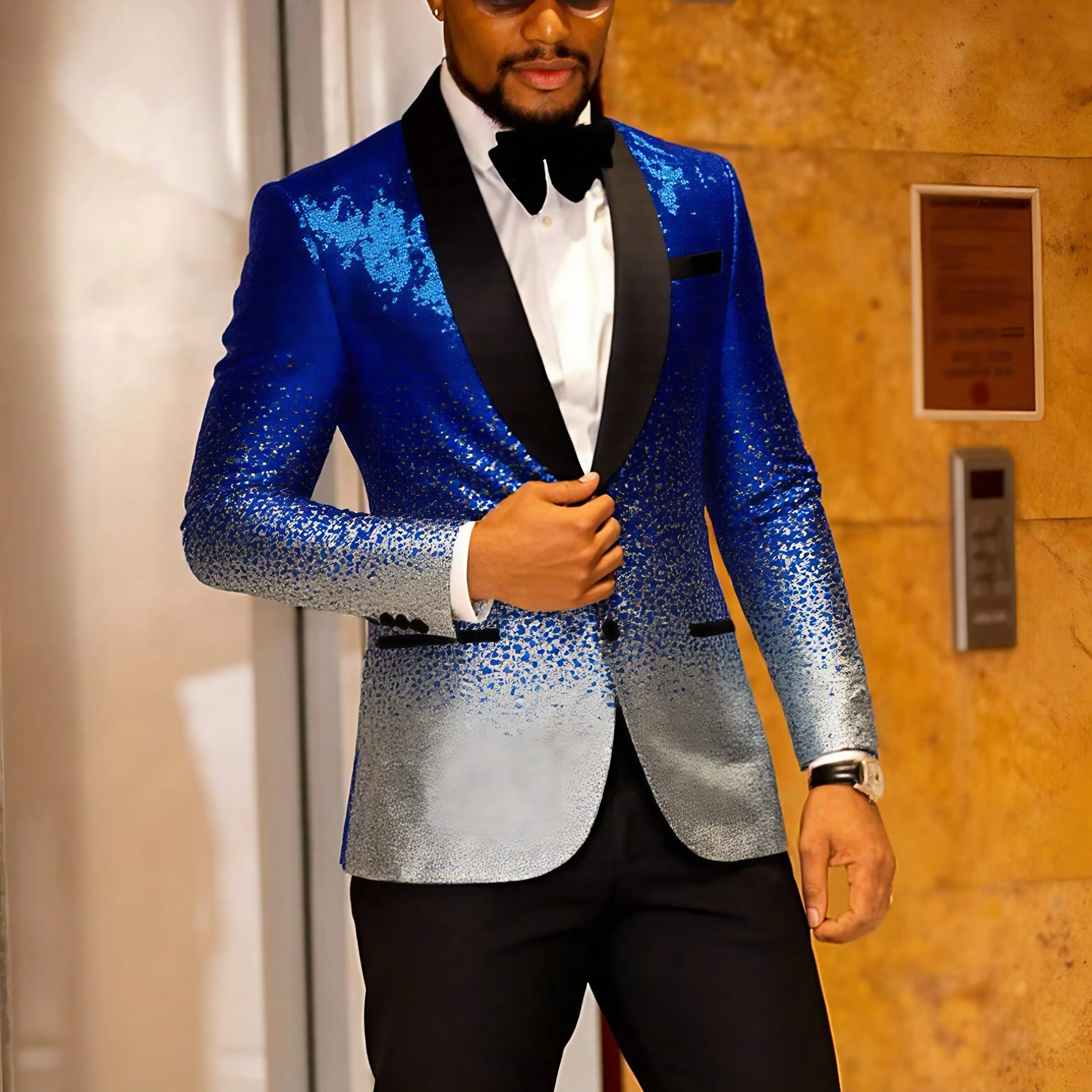 

Men's slim fit 3-piece single button tailcoat set for weddings, dances, dinners, street parties (sports jacket+vest+pants)