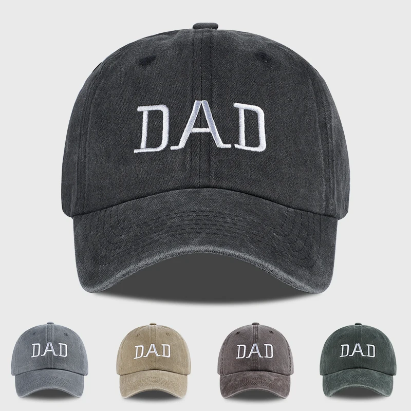 MLFO „DAD“ bestickte, gewaschene Baseballkappe, weich, bequem, atmungsaktiv, für lässige Familienausflüge, Vatertagsgeschenk, Geschenk für Papa