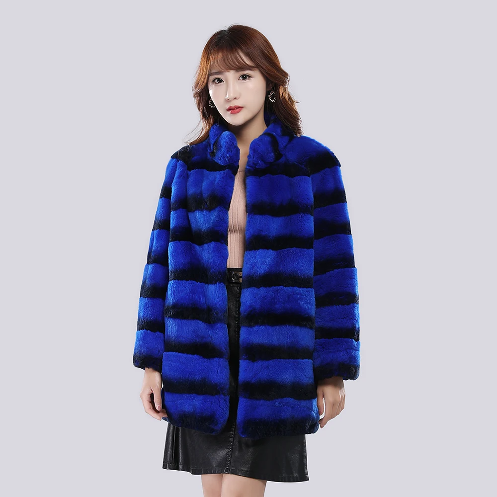 Hot Sale 2024 Winter Women New Fashion Overcoat Long Brand Real Rex Rabbit Fur Coat Female Coat Genuine Rex Rabbit Fur Coat