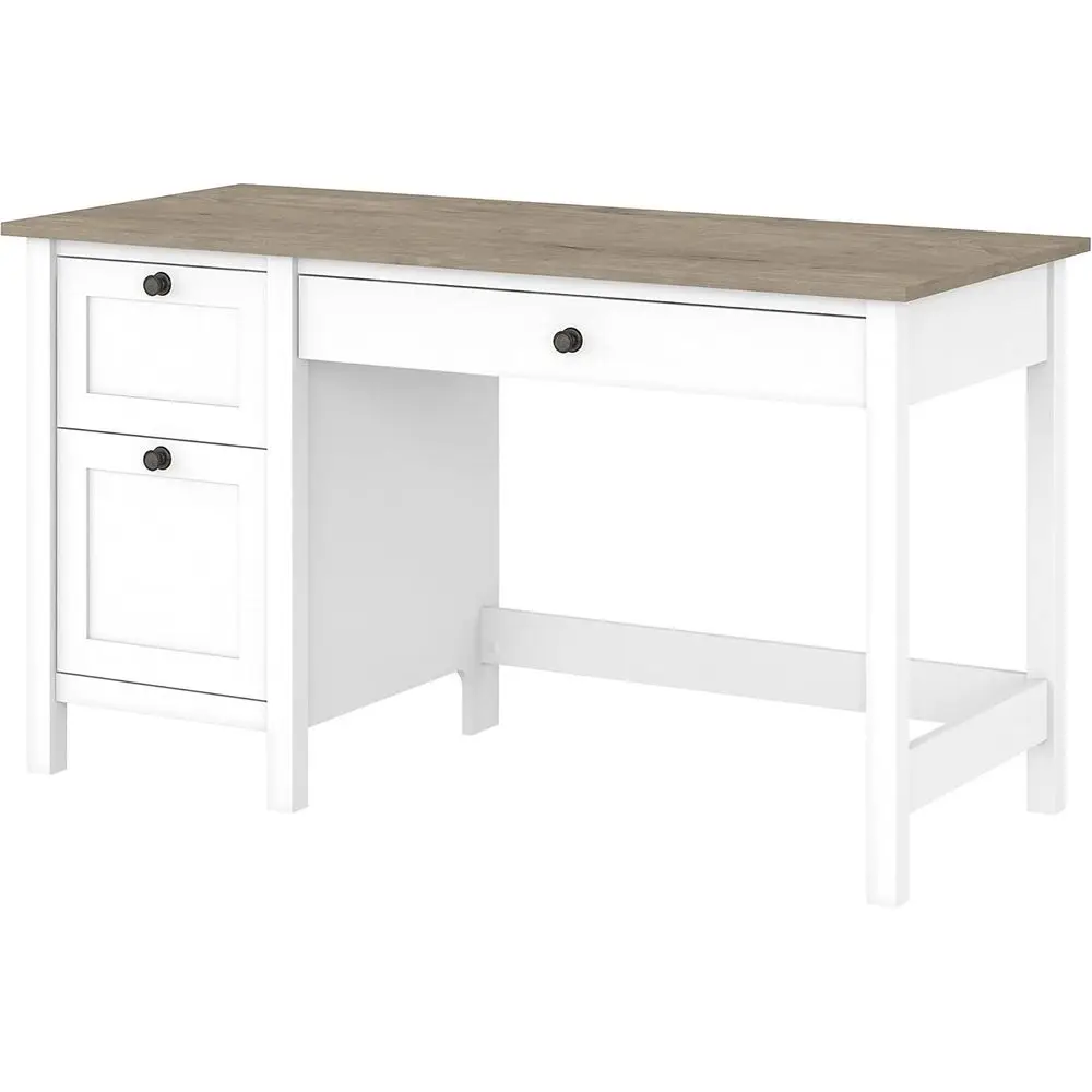 

Mayfield 54W White & Shiplap Gray Computer Desk with Drawers for Home Office or Workspace