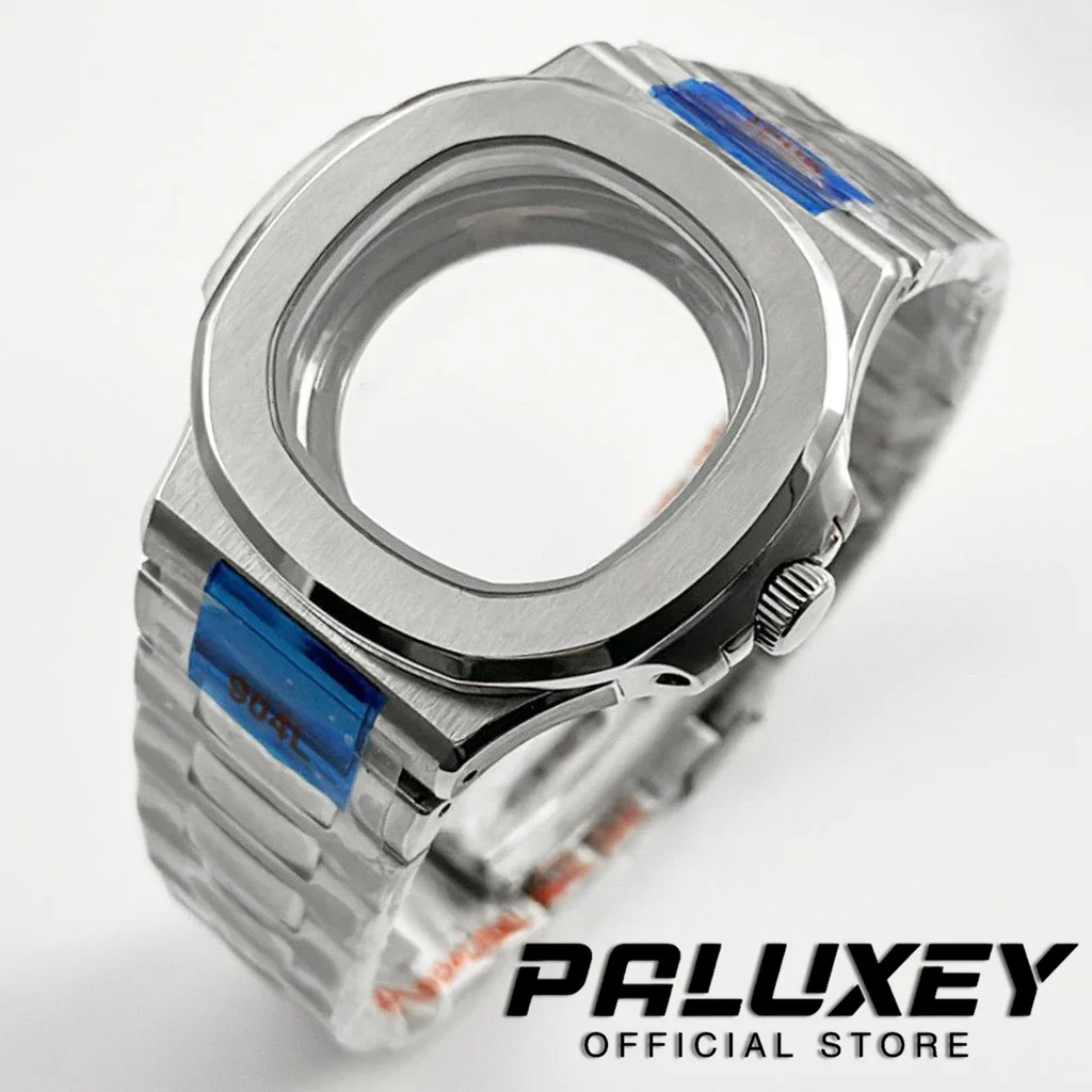 

42mm Silver Watch Cases Sapphire Crystal Glass For Modified Nautilus NH34 NH35 NH36 NH38 Miyota 8215 ETA 2824 PT5000 Movement
