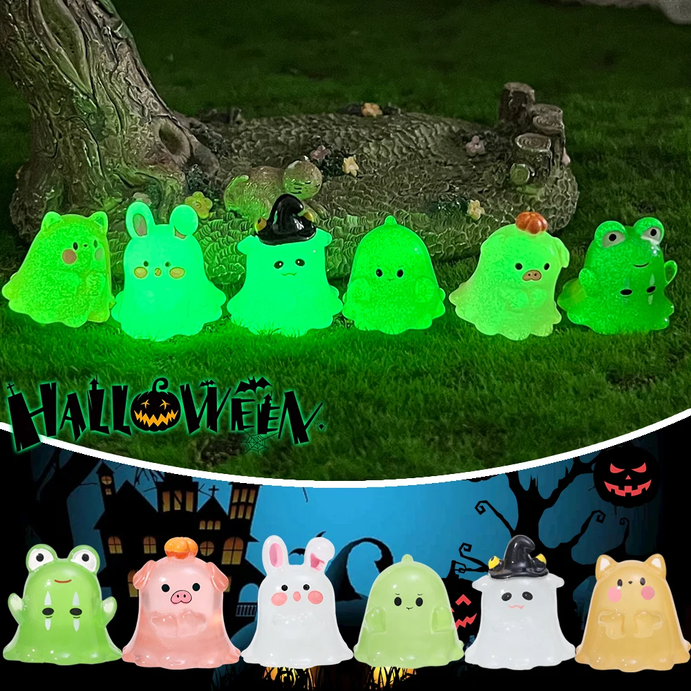 Cartoon Resin Animal Luminous Toys DIY Hand-made Micro-landscape Ornaments Stereo Night Light Halloween Decoration