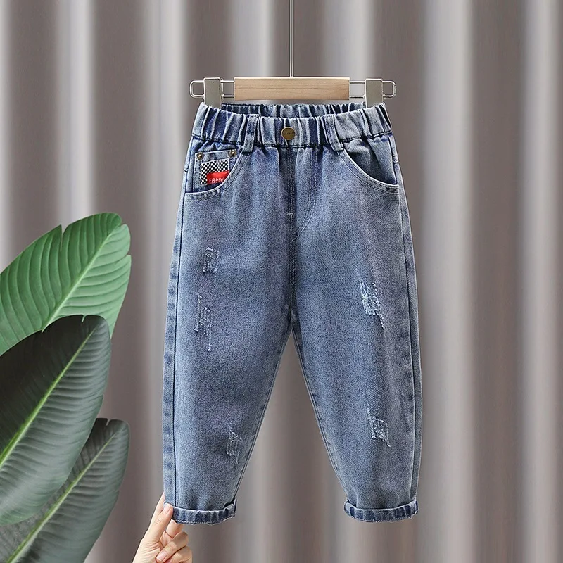 

Spring/Autumn New Boys Jeans Black Blue Kids Jeans Boys Denim Pants Children Straight Trousers 2-9Years