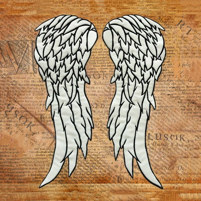 Walking Dead Governor Daryl Dixon Angel Night Reflective Wings Embroidery Patches Big Cloth Stickers Badge Luminous Bless Safety