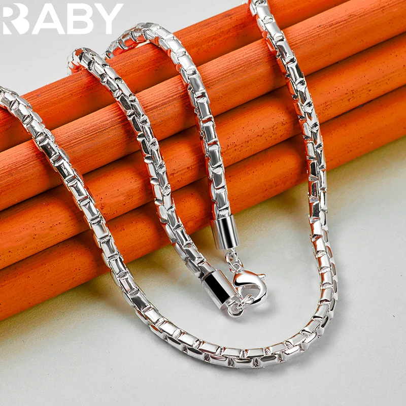 URBABY 925 Sterling Silver 18 Cal łańcuch 4mm lina łańcuszkowy naszyjnik dla mężczyzn kobiet moda biżuteria na przyjęcie zaręczynowe ślubna