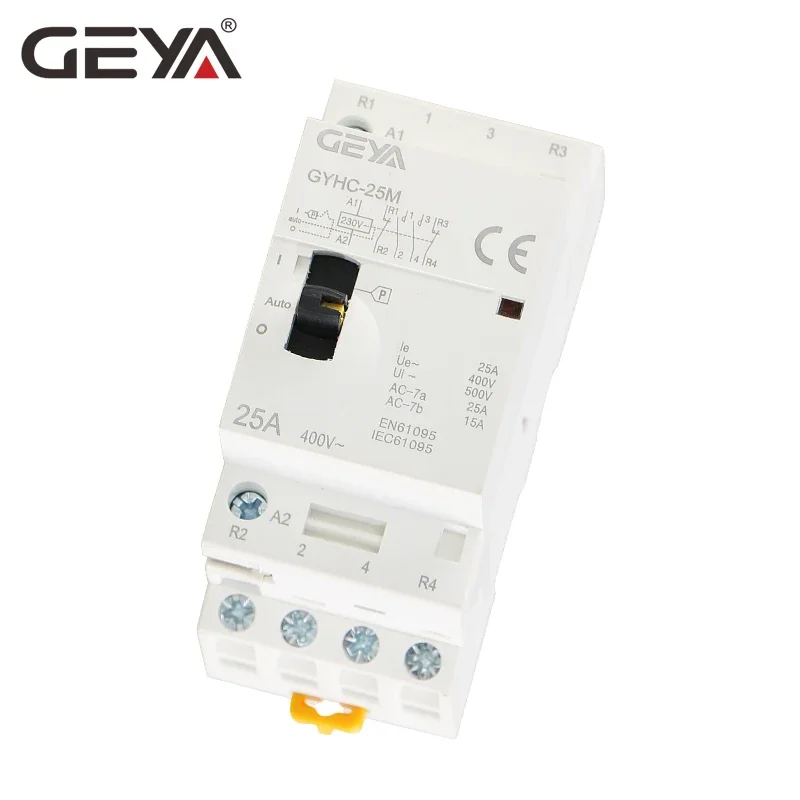 GEYA – contacteur manuel 4P 25A 4NO ou 2NO2NC 220V/230V 50/60HZ, modulaire AC domestique sur rail Din