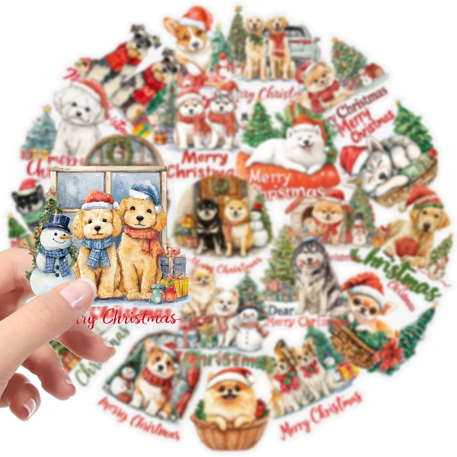 56 قطعة من ملصقات كلب عيد الميلاد الأليفة اللطيفة للحيوانات الأليفة شيبا كلب جرافيتي ملصقات زخرفية مقاومة للماء #6