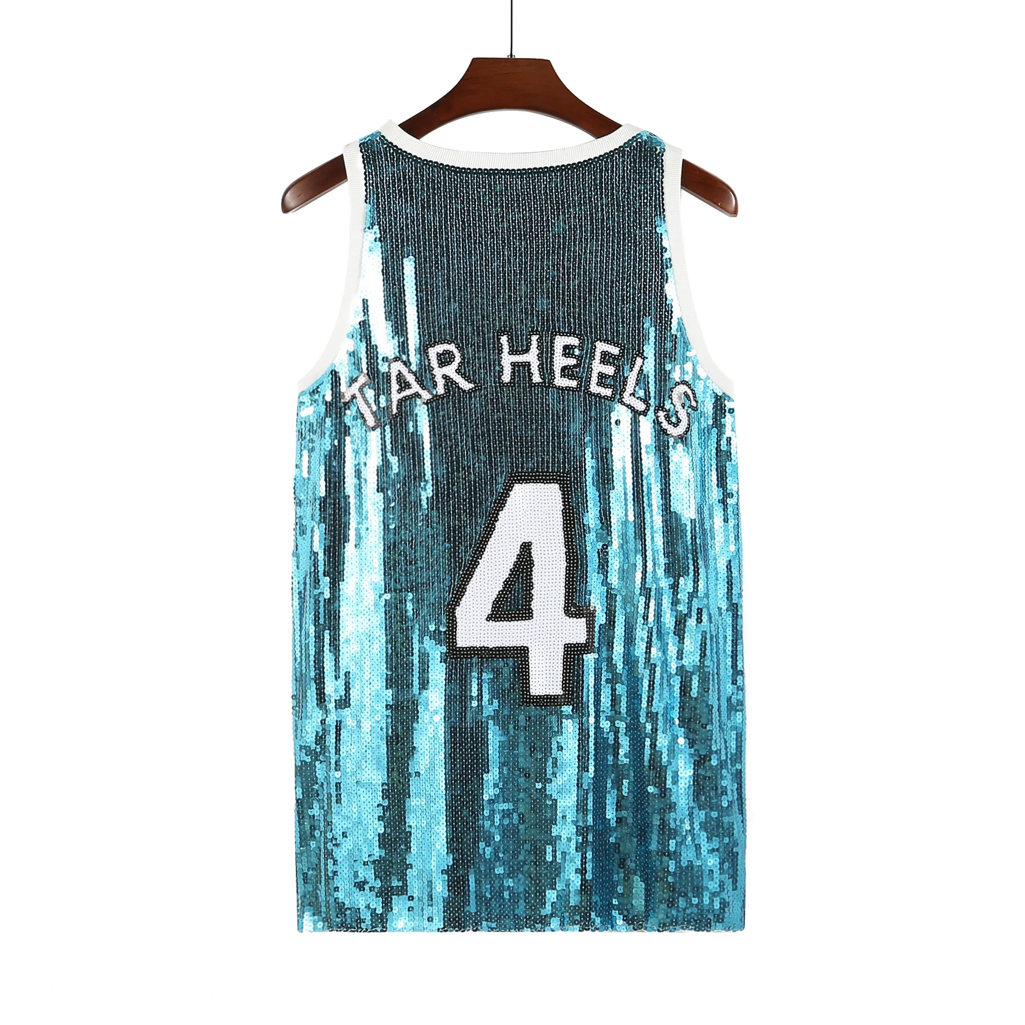 Summer High Quality Streetwear Sequins Letter Striped Sleeveless Vest  T-Shirt Hip Hop Round Neck Straight Loose Women's Wears