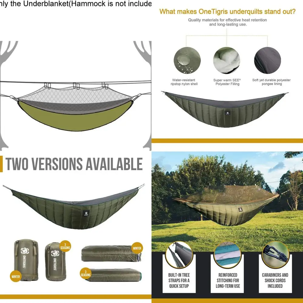 

Ultralight Full-Length Hammock Underquilt, 3-4 Season Warmth, 28oz Lightweight, Ideal for Camping, Hiking, Backpacking, and Beac