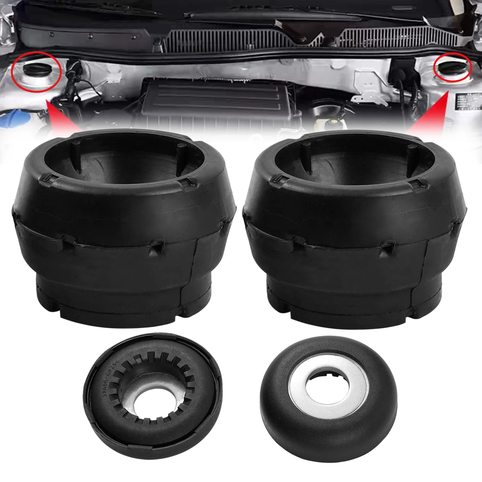 For Skoda Octavia Fabia VW Golf Polo Bora Beetle Audi A1 A3 TT Car L&R Front Strut Mount Bearing Set OE# 1J0412331C + 1J0412249