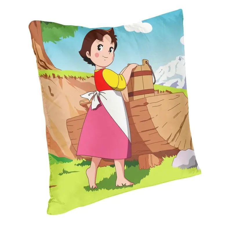 Alps Mountain Girl Happy Heidi Cushion Covers Sofa Decoration Square Throw Pillow Case 45x45