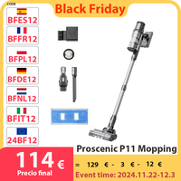 Proscenic P11 Mopping Cordless Vacuum Cleaner 35KPa Suction 0.65L Dustbin 5-Stage Filtration System 2000mAh Detachable Battery