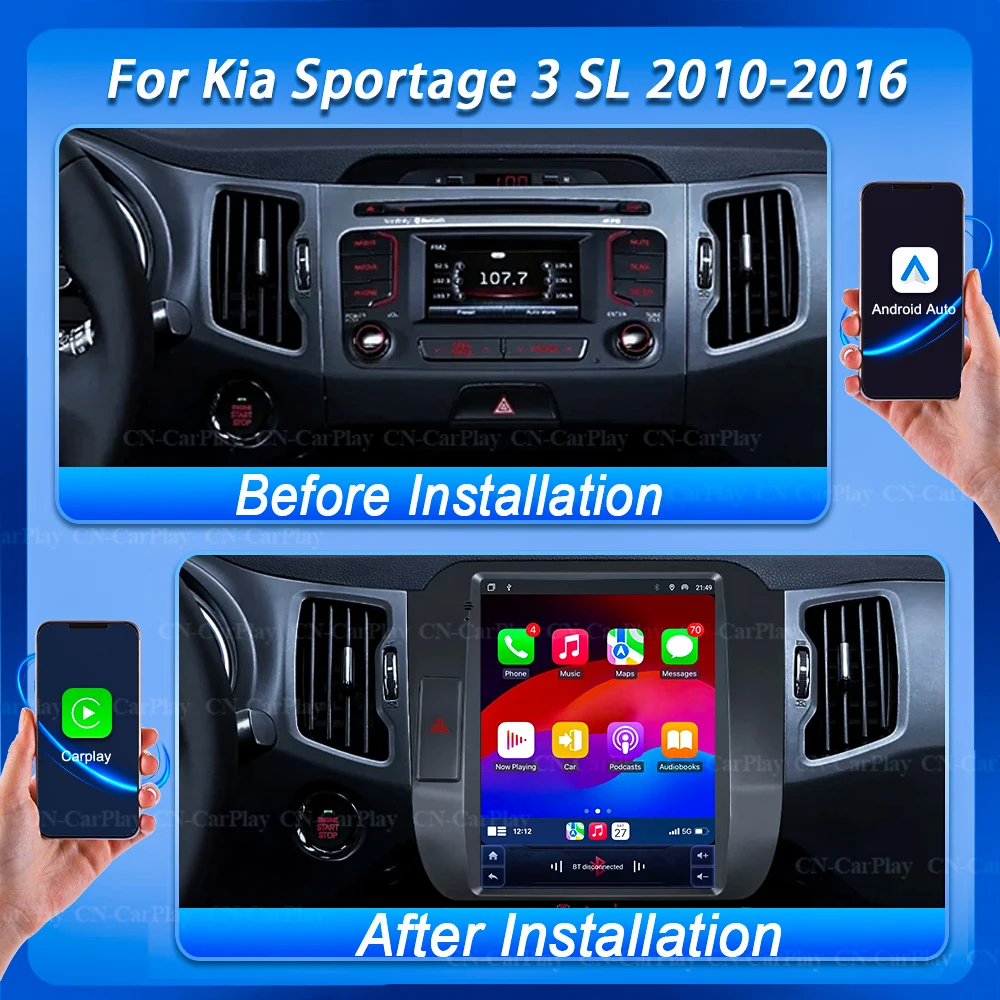 9.7 Inch For Kia Sportage 3 Sl 2010-2016 Style Android 16 Car Radio Carplay Android Auto Stereo Video Player Gps No 2 Din Dvd