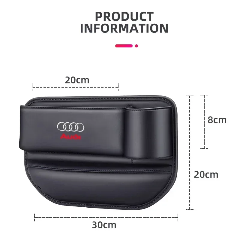 Organizador de huecos de asiento de coche, caja de almacenamiento con logotipo para Audi Sline TT, Q2, Q3, Q5, Q7, Q8, A3, A4, A5, A6, A7, R8, B5, B6, B7, B8, C5, C6, C7, V8, accesorios