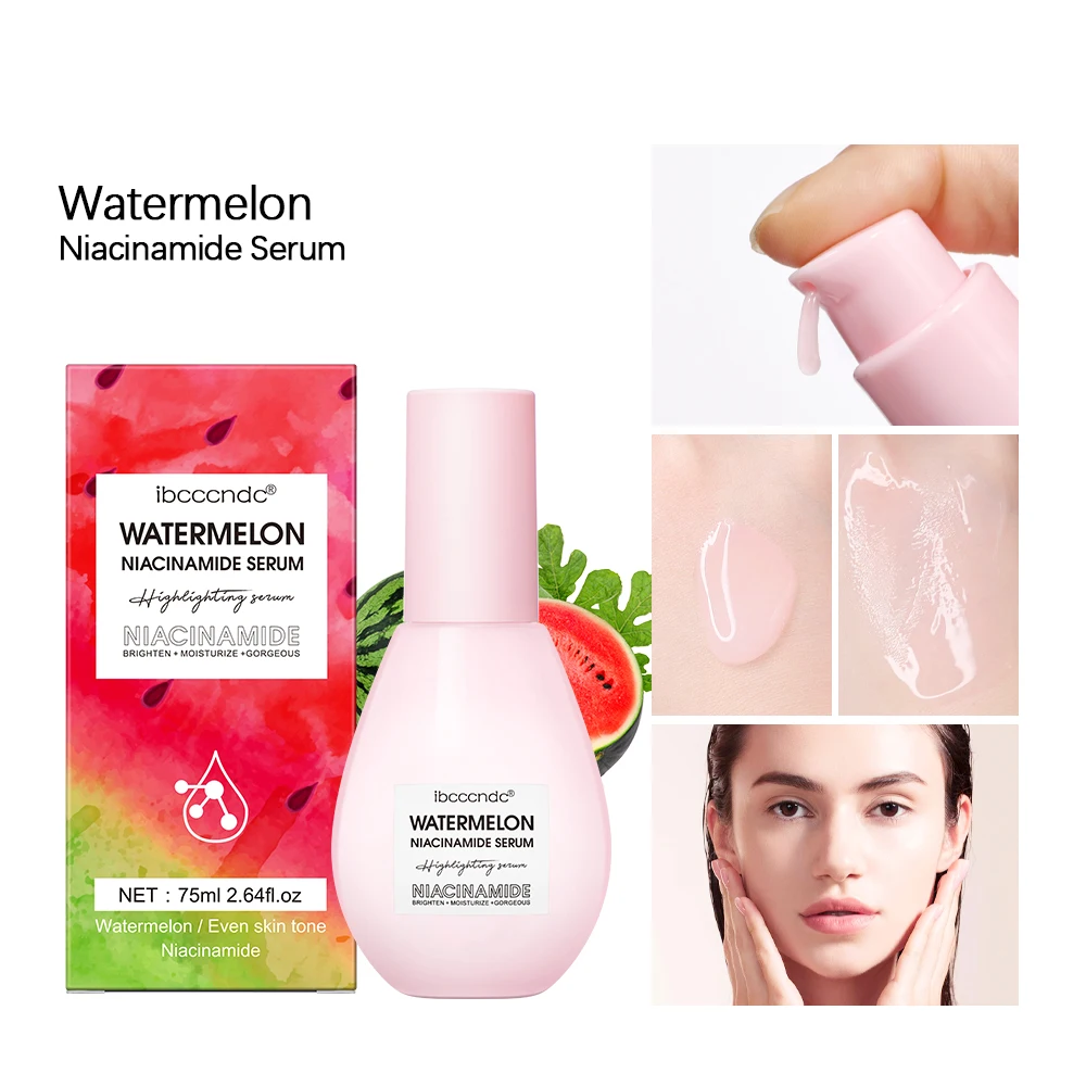 75ml Watermelon Glow Niacinamide Dew Drops Face Serum Hydrating Hyaluronic Acid Skin Care Serum Liquid Highlighter for Dewy