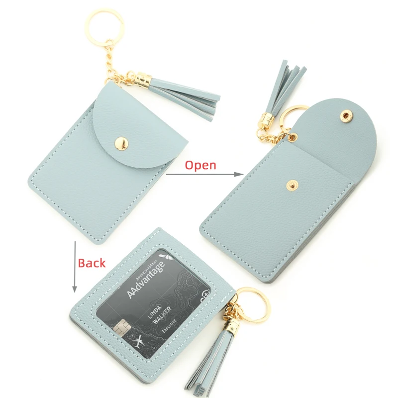 PU Leather Card Holder Ladies Wallet Coin Pu Fashion Keychain Wholesale Bracelet Keyring For Women diamond wallet  PU tassel bag