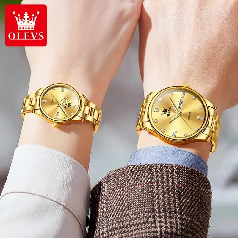 OLEVS Couple Watches 2025 New Luxury Quartz Watches Waterproof Watch Wrist watch Men Women Lovers Wedding watch gifts 3621