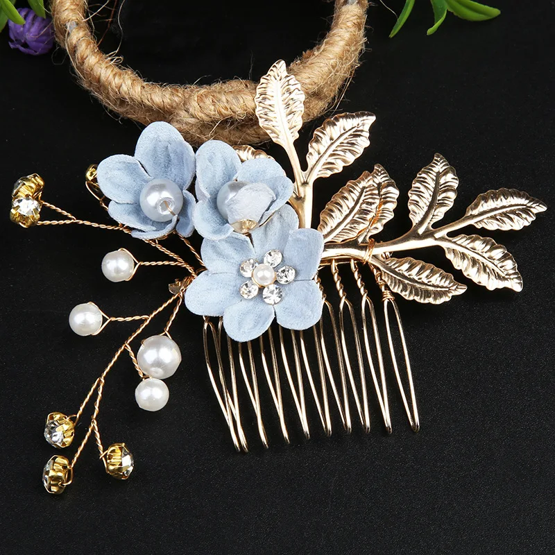 Fashion Bride Hair Comb Flower and Pearl Hair Comb Bride Wedding Aolly Hair Accessories Jewerly Headwear