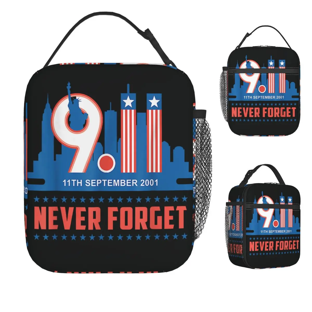 

American Flag Never Forget September 11 2001 Memorial Day Lunch Bag Lunch Box Work Cooler Bag Vintage Oxford Tote Food Bags