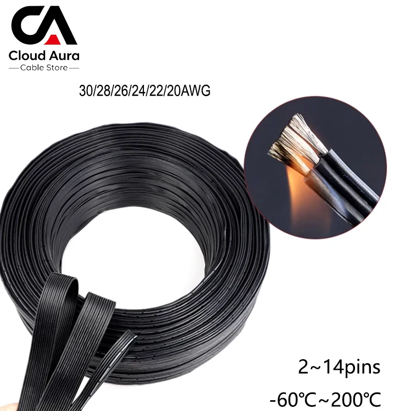Super Soft Silicone Multi‑Core Parallel Wire 2P-10P 30‑20AWG High Temperature Resistant Tinned Copper Flexible Electrical Cable