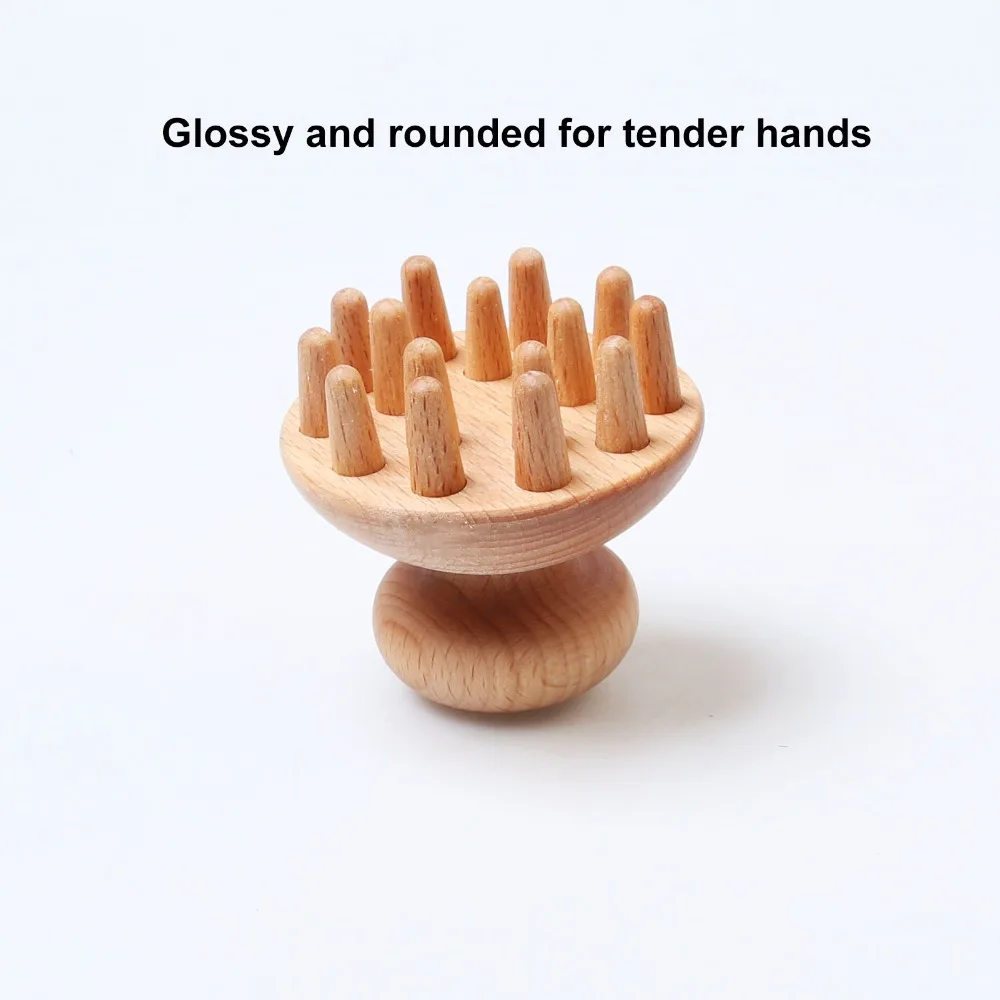 Wooden Material Wood Mushroom Massager Ergonomic Handle Mushroom Shape Manual Massage Tool Handheld Wood Color Wood Massage Tool