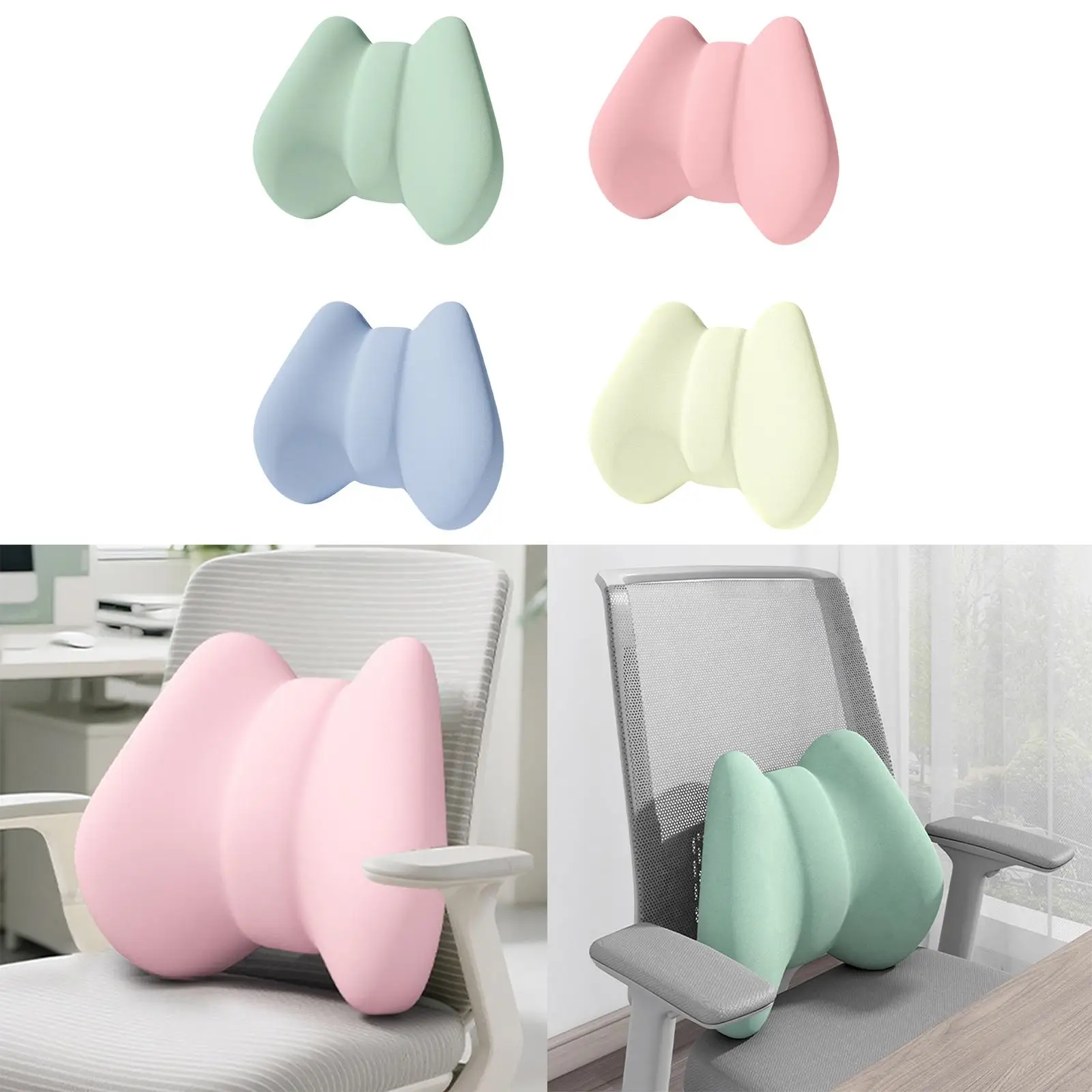 Chair Cushion Memory Foam Back Support Pillow Adjustable Strap for Office Chair Car Relief Seat Pad