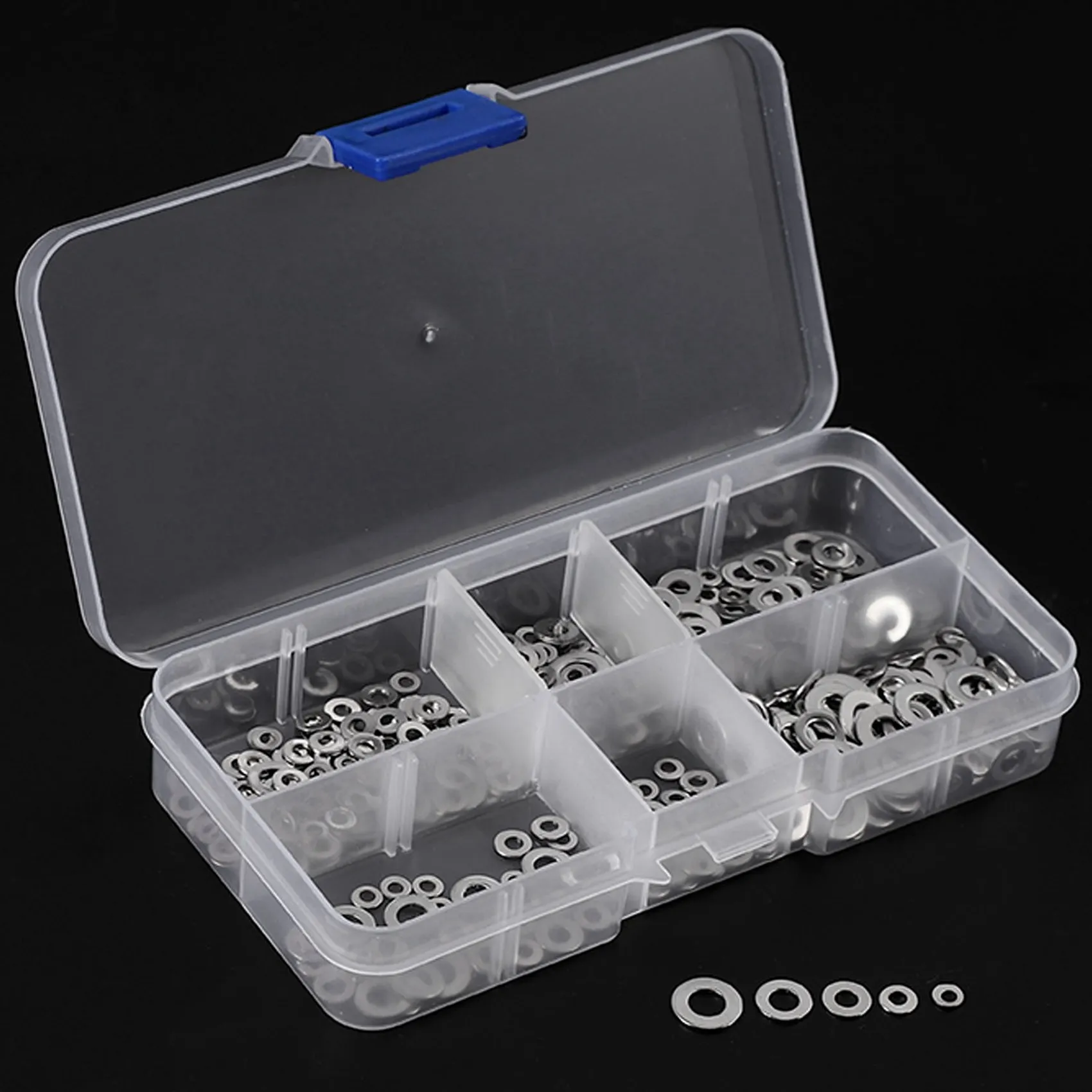 B62B-1000Pcs/Set M1.6 M2 M2.5 M3 M5 Stainless Steel Flat Washer Plain Washer Gaskets Assortment Kit
