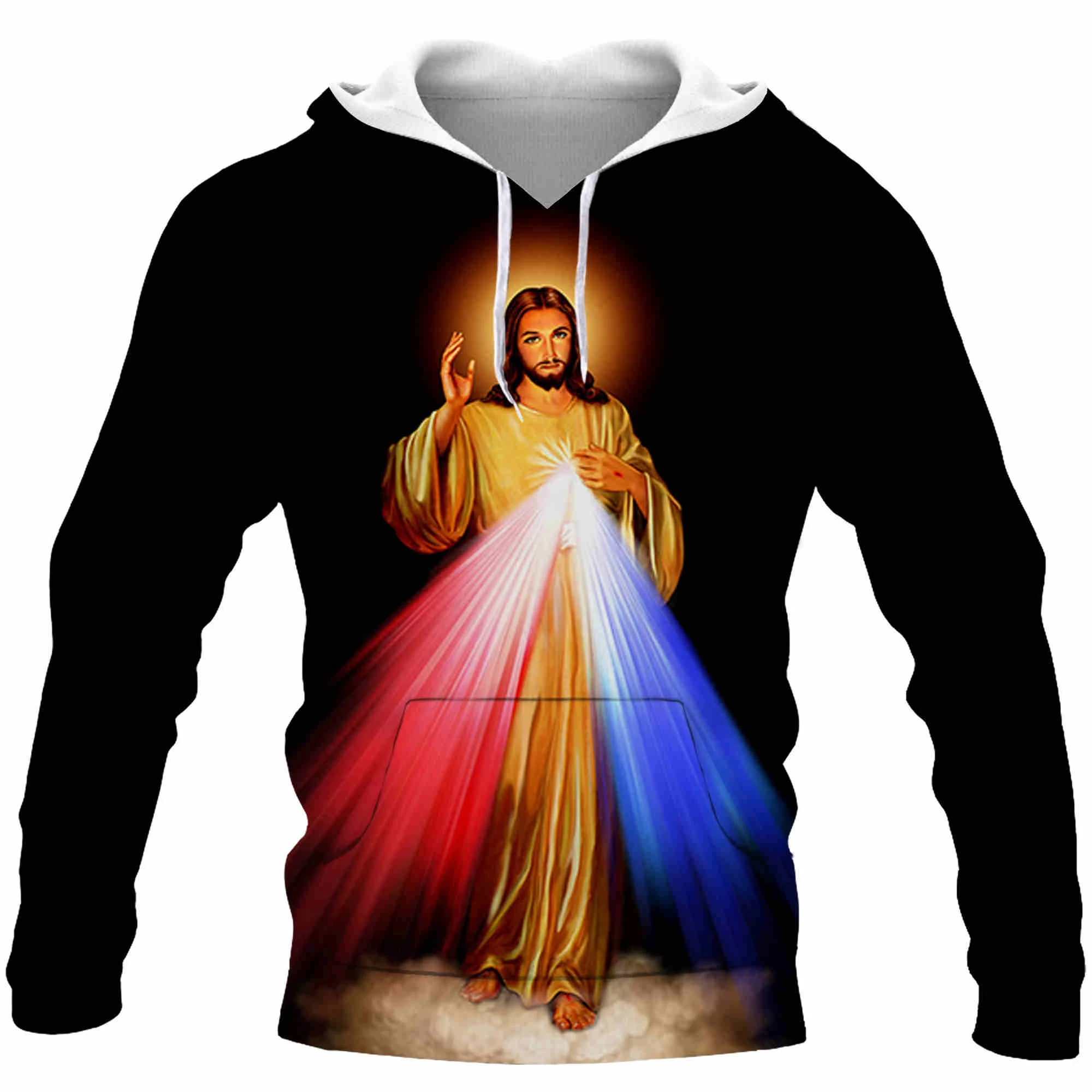 Jesus Men\'s Hoodie 3D Print Autumn Long Sleeve Fashion Hooded Pullover Sweatshirt Large Unisex Clothing Casual Hoodie For Men