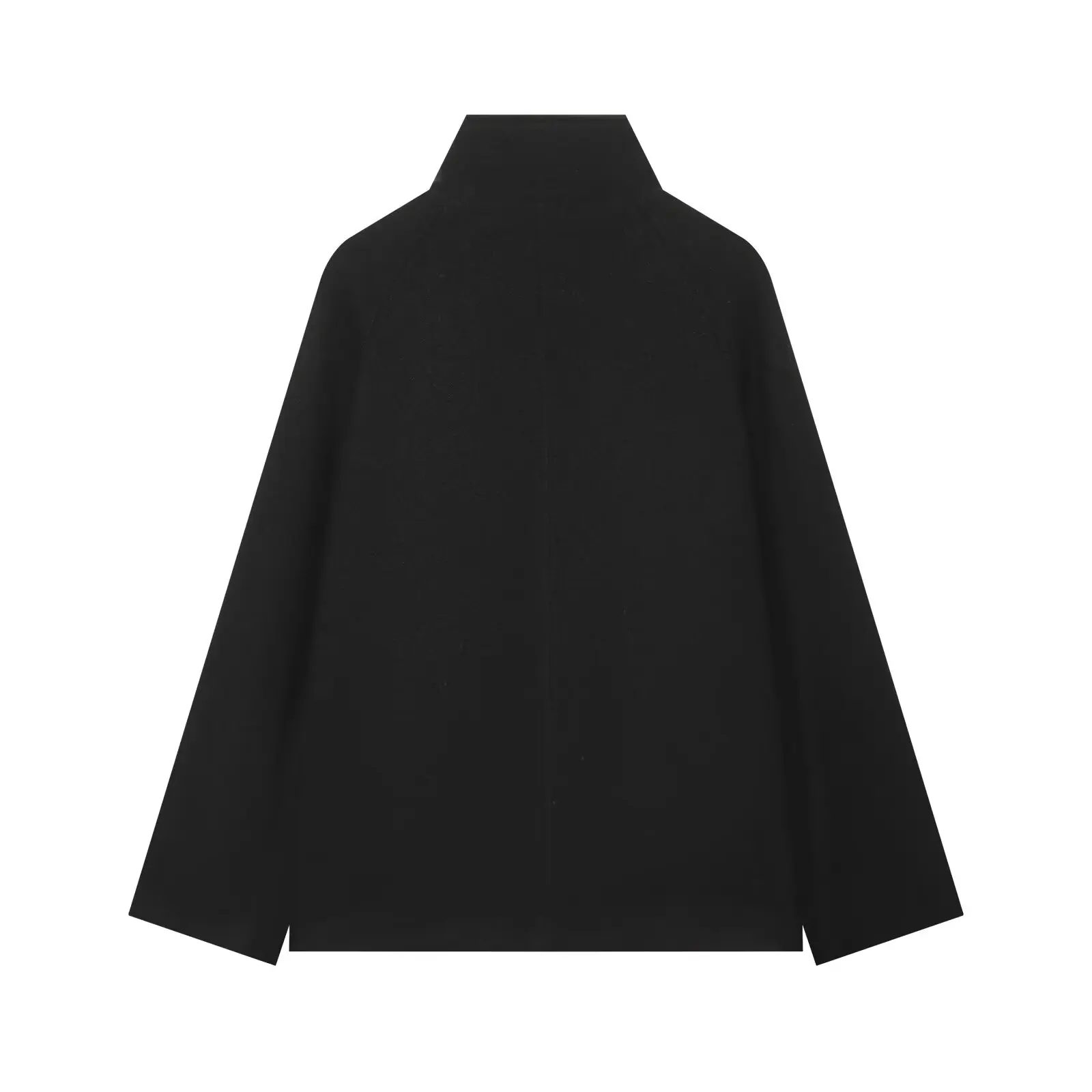 ZOCI Women's Coat 2026 Autumn New Black Long-Sleeve Double-Breasted Stand Collar Loose Wool Coat Mysterious and Elegant