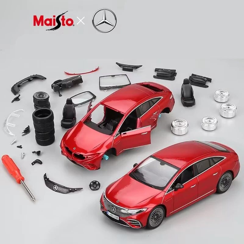 Maisto 1:24 Mercedes-Benz EQS Assembly Version Alloy Car Model Diecast Metal New Energy Car Vehicles Model Simulation Kids Gifts