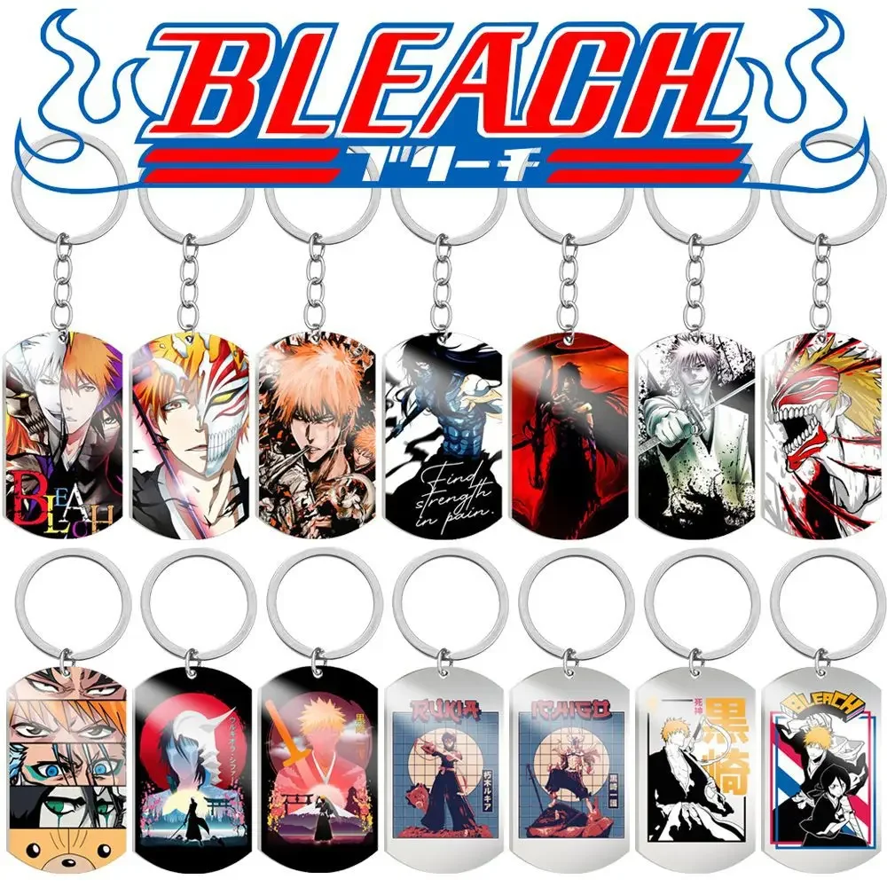 

Anime BLEACH Keychain Kurosaki Ichigo Stainless Steel Charm Keyring for Men Women Cosplay Comic Jewelry