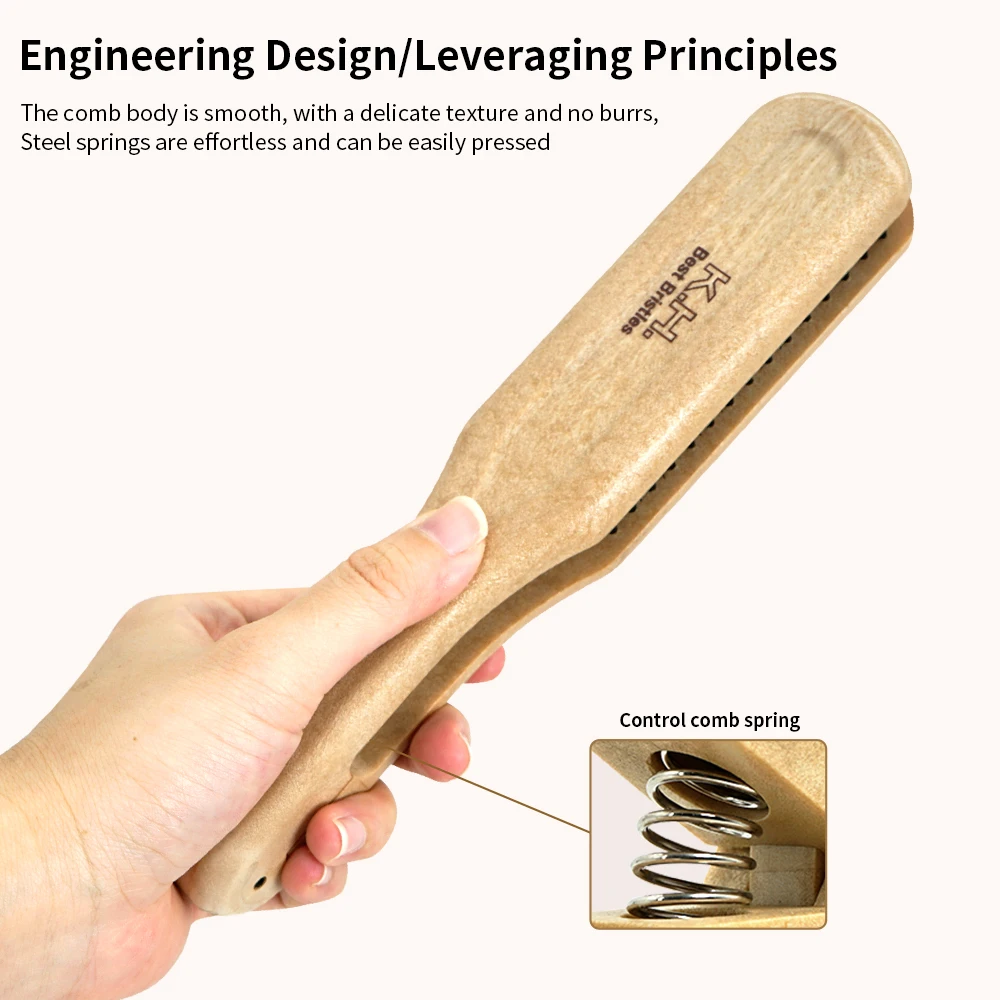 Professional Barbershop Wooden Handle V Type Hair Straightener Comb Double Brushes Hairdressing Comb Anti-static Styling Tools gallery 2