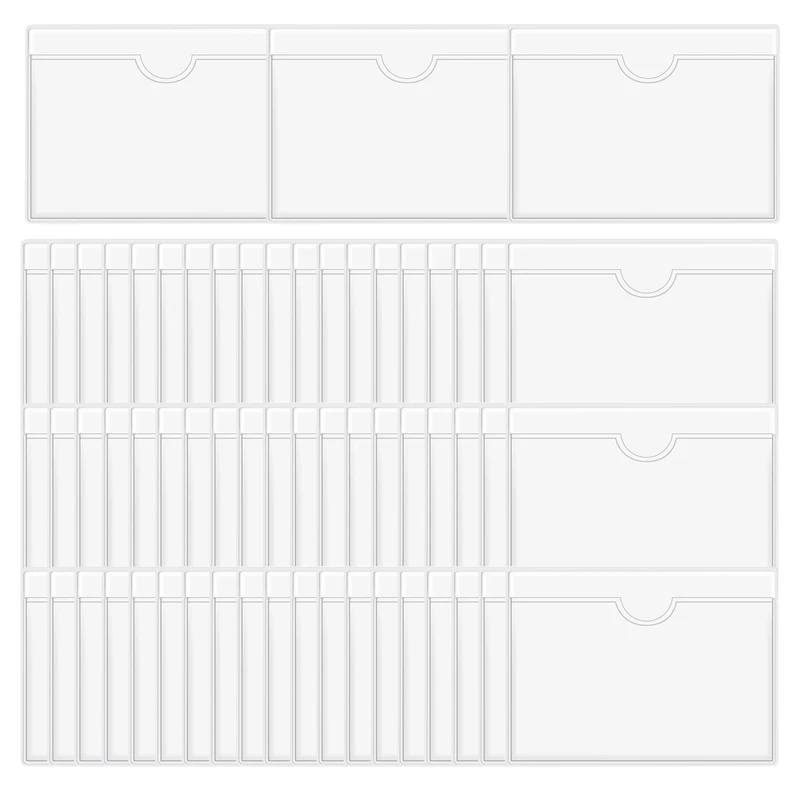 ●60Pcs Self-Adhesive Label Holder Card Pockets Label Holder Clear Library Card Holders with Top Open for Index Cards