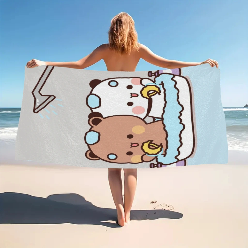 Panda Bear Hug Bubu Dudu Beach Towel  Poncho Bathing Towels Cover-ups Quick Dry Sand Free Yoga Spa Gym Pool