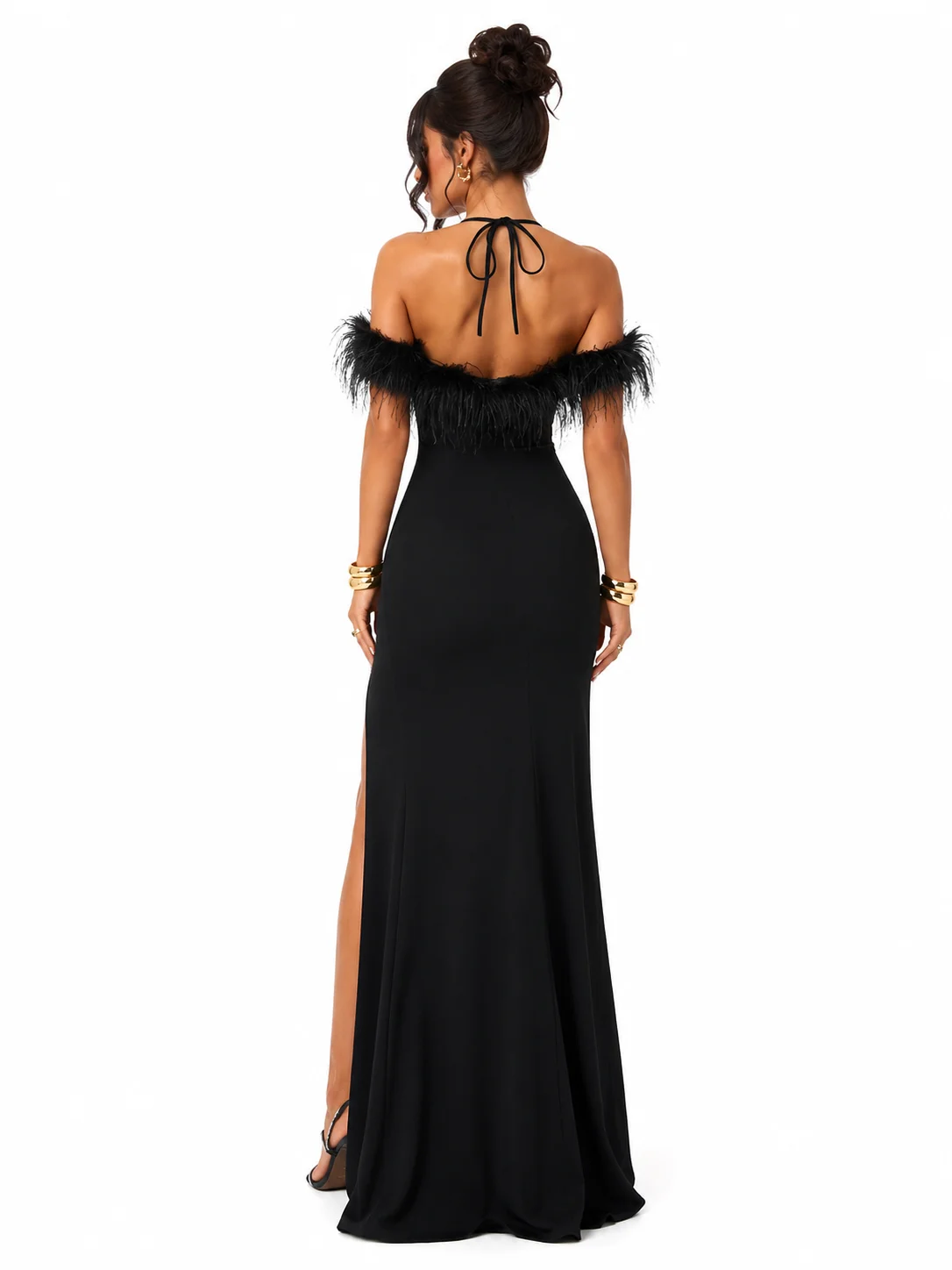 Women Off Shoulder Feather Mer - огляд і ціна Maxi Dress Halter