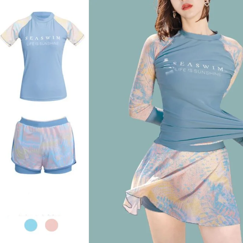 Costume da bagno da donna con protezione solare moda estate 2023 nuova riduzione dell'età Casual, che copre la pancia, mostra un costume da bagno sportivo sottile