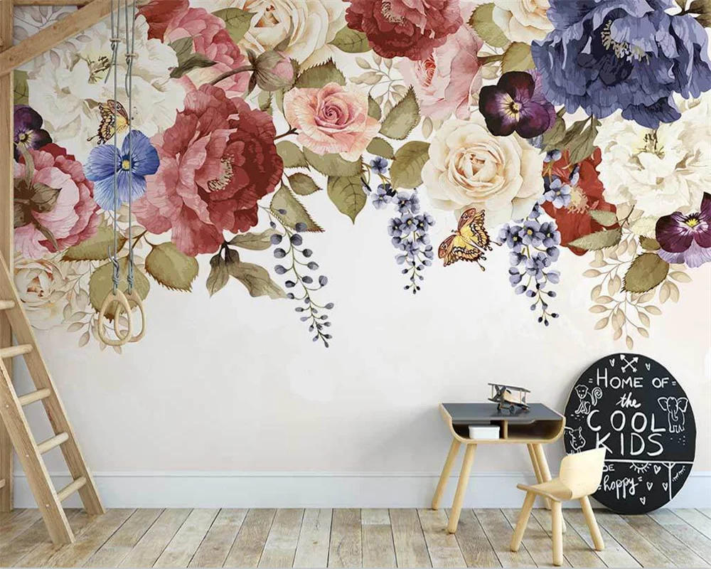 

Beibehang на заказ papel de parede современная ручная роспись американские акварельные цветы пасторальные цветы ТВ фон обои