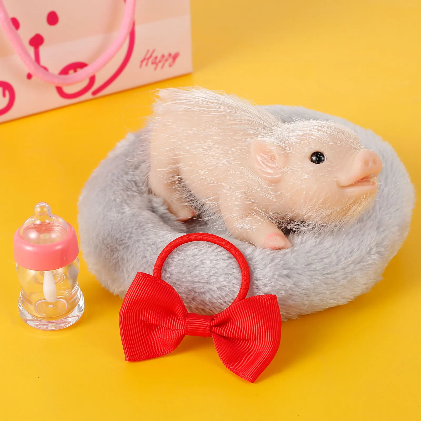 6 インチのシリコーン豚人形おもちゃかわいいミニチュアシリコーン豚