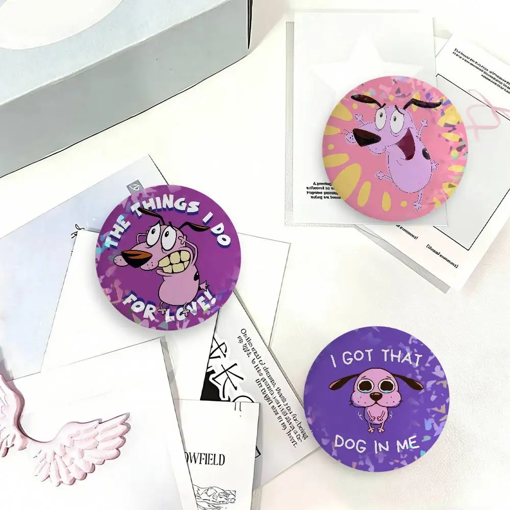 Funny C-Courage The C-Cowardly Beagle Laser Badge Creative Brooches Backpack Accessories Make Great Gifts For Friends Children